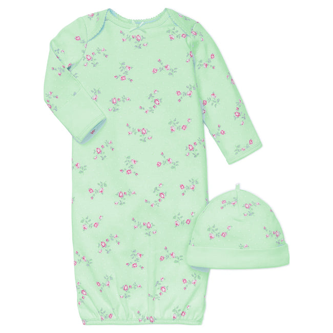 LITTLE ME Baby Girl Mint Green Floral Sleep Sack with Hat