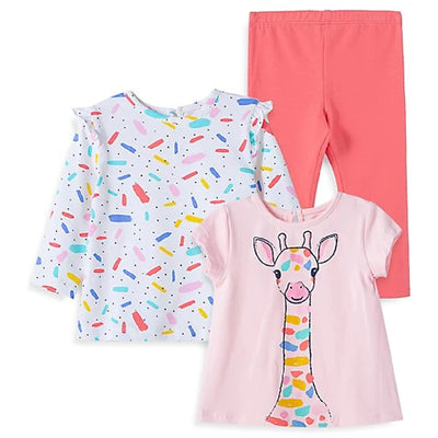 Little Me Baby Girl 3 pc Giraffe Pant Playset