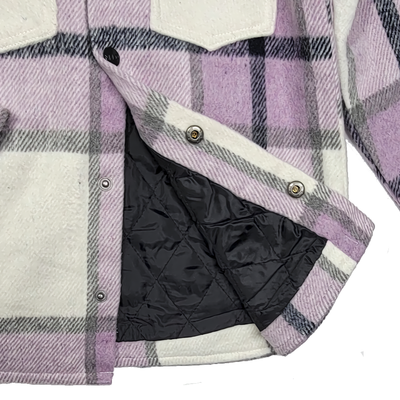 MID Girls Lined Purple Plaid Shacket Lining
