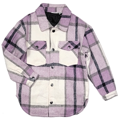 MID Girls Lined Purple Plaid Shacket