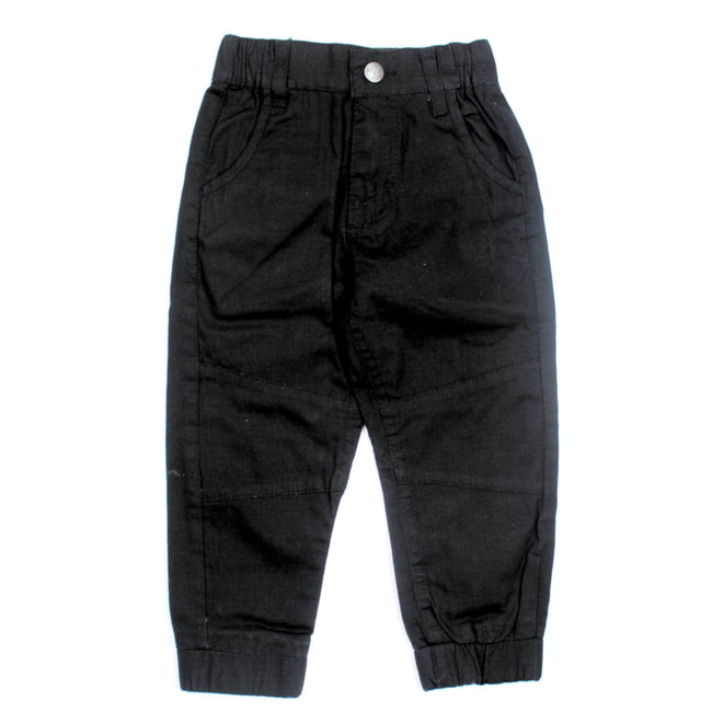 mid baby boy black cotton joggers front