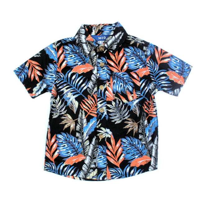 mid baby boy tropical cotton shirt front