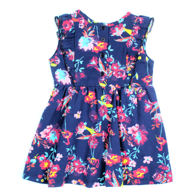 mid baby girl neon flowers and flamingo dress back