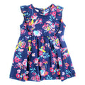 mid baby girl neon flowers and flamingo dress front
