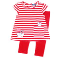 mid baby girl red stripe tunic kitty top with red leggings