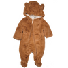 MID Baby Fuzzy Pram Footed Coverall with Hood Brown