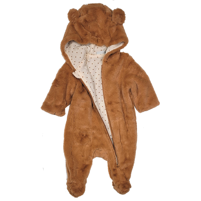 MID Baby Fuzzy Pram Footed Coverall with Hood Lining