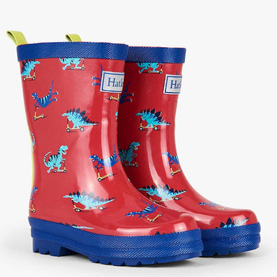 Hately Kids Little Boy Scooting Dinos Rubber Rain Boots